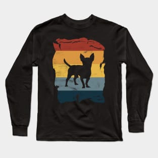 Chihuahua Distressed Vintage Retro Silhouette Long Sleeve T-Shirt